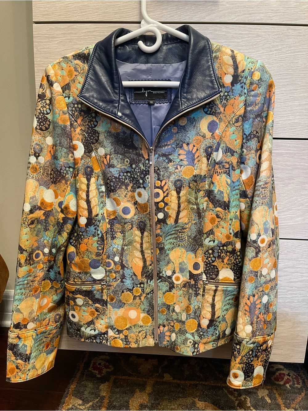 Lyn Multi-Color Printed Leather Jacket